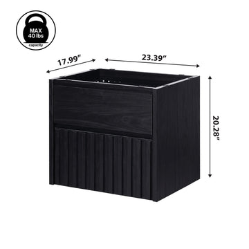 Sherwin Slat Modern Coastal 2-Drawer Wall Mounted Bath Vanity Cabinet Only (Sink Basin Not Included)